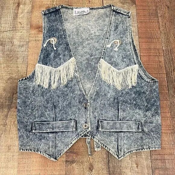California LA Chic Jackets & Blazers - Vintage California LA Chic Stone Washed Fringe Vest